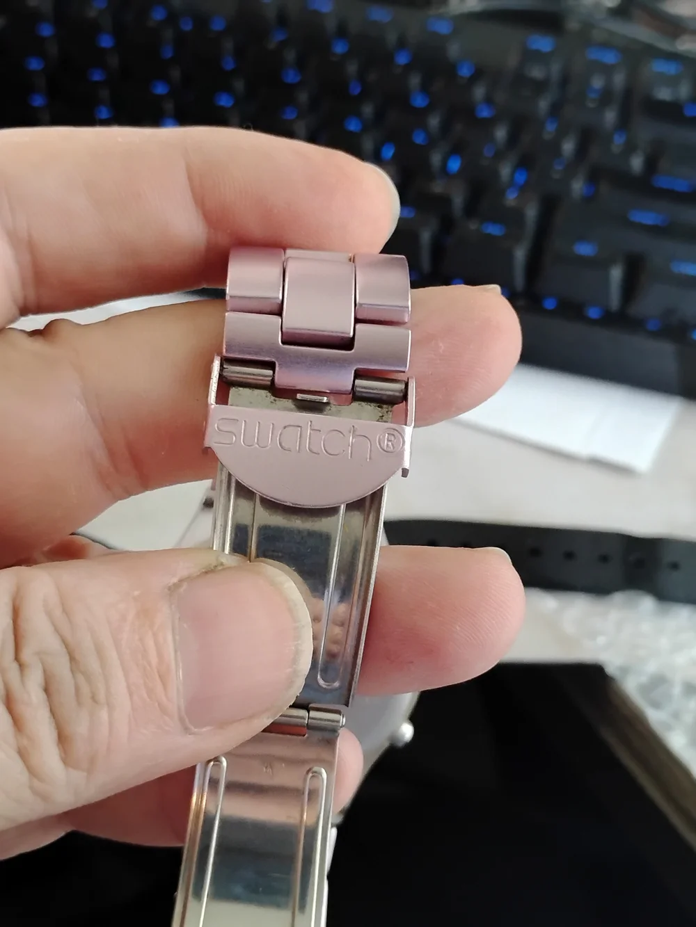 Swatch Ladies Pink Stainless Steel Chronograph Watch